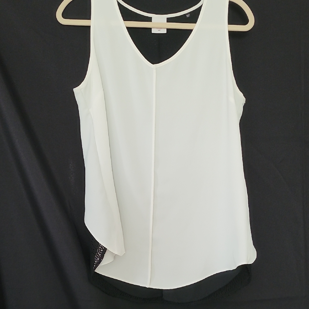 White Asymmetrical Tank Top with Sleeveless Design